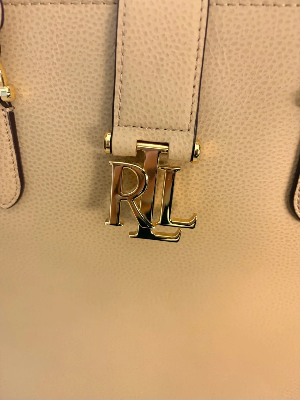 Ralph Lauren Beige Carrington Brigitte Pebbled Leather Bag w/ Dust Bag